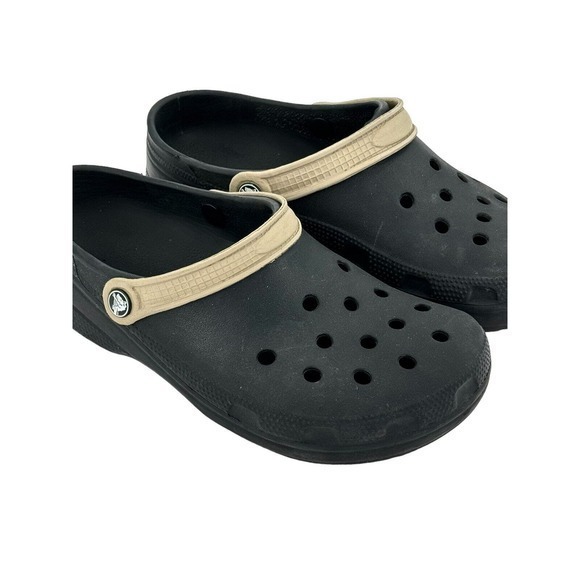 Crocs Unisex Biya Classic Slip-On Clogs Black Tan Strap Sz‎ Men 8 Women 10 - Picture 3 of 11